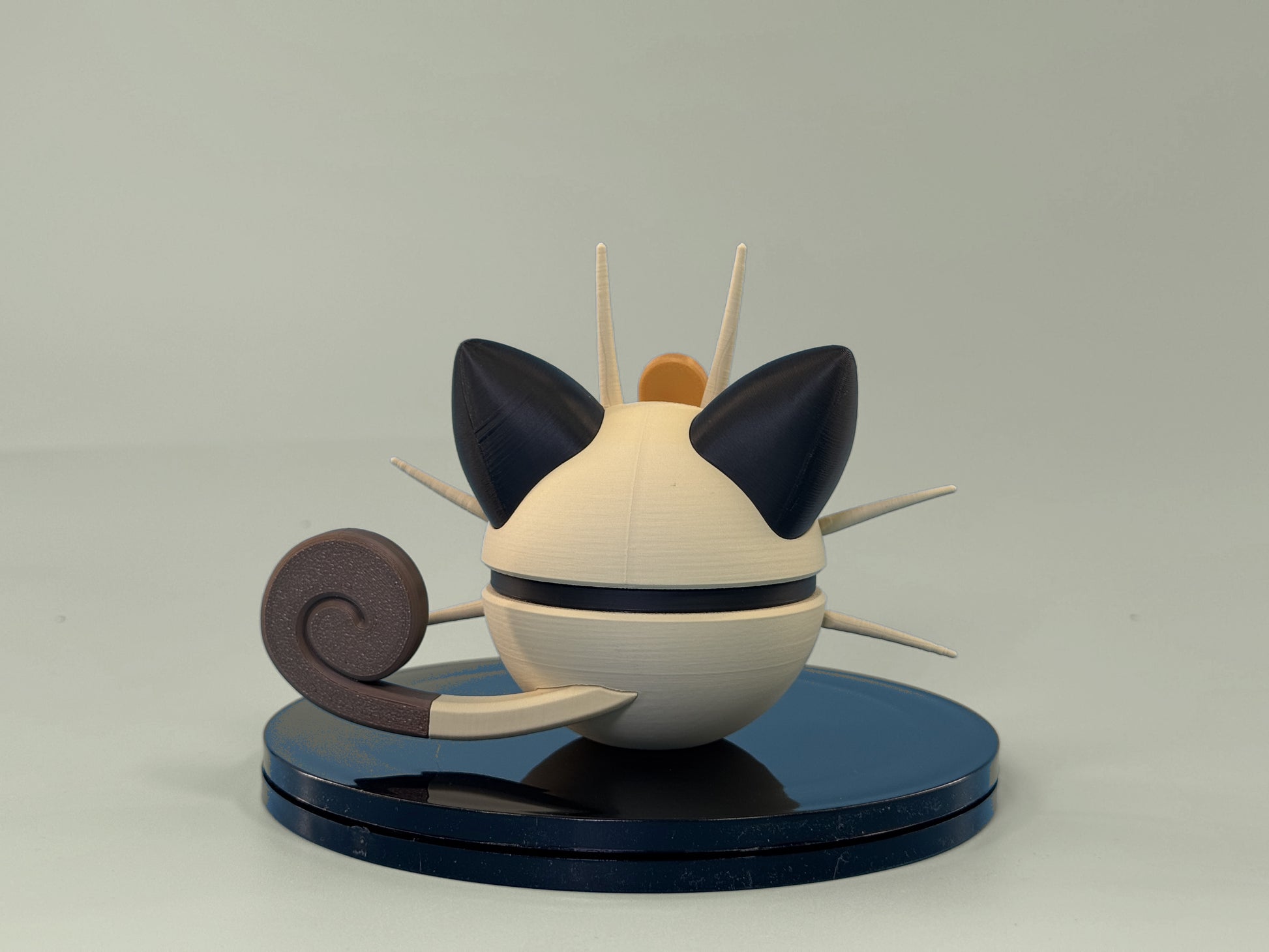 Meowth Inspired Ball — back view, cream and brown design