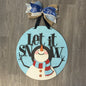 "Let It Snow" with Snowman Winter Round Sign