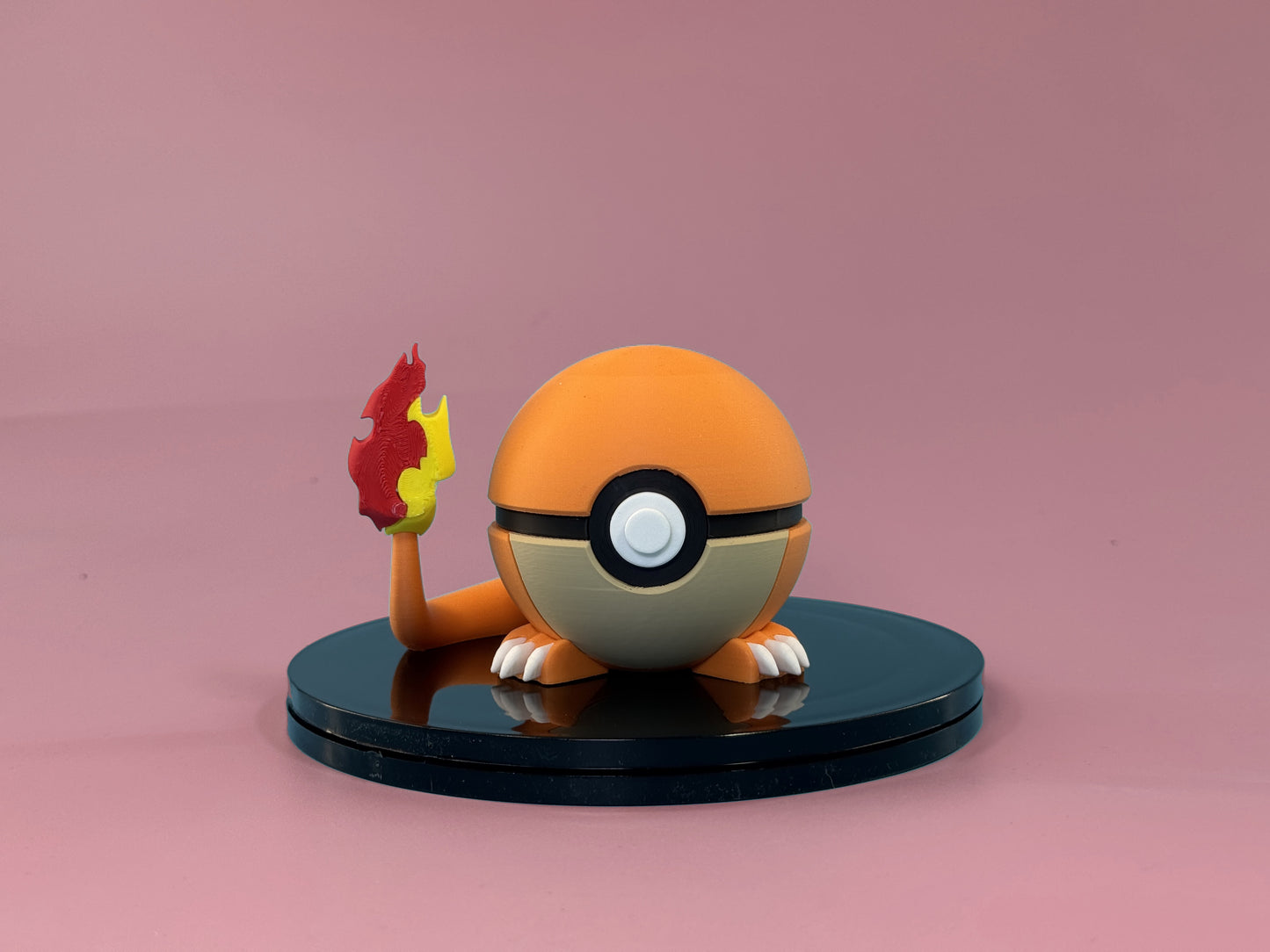 Charmander Inspired Ball — front view, orange fire-type design on dark background
