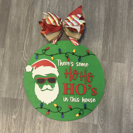 "There's Some Ho Ho Ho's in this House" Christmas Round Sign