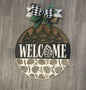 "Welcome" with Pine Cones and Trees Christmas Round Sign